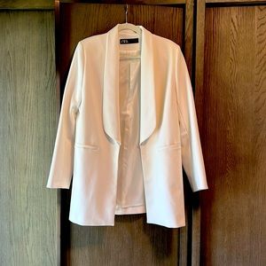 Zara White Long Tuxedo Jacket XL